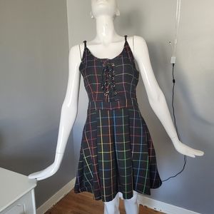 Hot Topic Rainbow Plaid Dress, VGUC, Size M